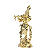 Lord Krishna Metal Statue,Krishna Murti Playing Flute for Temple Pooja-thumb1