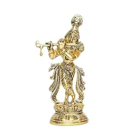 Lord Krishna Metal Statue,Krishna Murti Playing Flute for Temple Pooja-thumb2