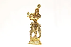 Lord Krishna Metal Statue,Krishna Murti Playing Flute for Temple Pooja-thumb3