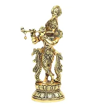 Lord Krishna Metal Statue,Krishna Murti Playing Flute for Temple Pooja-thumb4