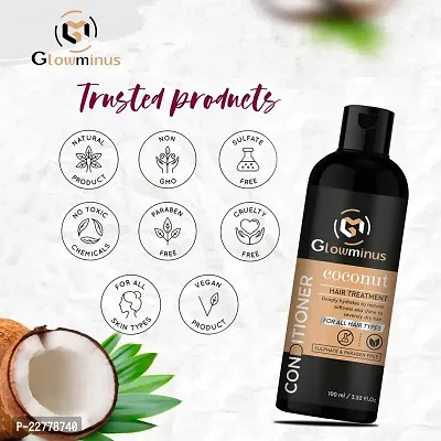 Glowminus Coconut And Bamboo Hair Conditioner, 100Ml - For Hair Strength And Hydration, With Organic Virgin Coconut Oil, Shea Butter And Aloevera. (100 Ml) Pack Of 02-thumb2