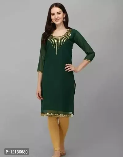 Stylish Green Crepe Embroidered Straight Kurta For Women-thumb0