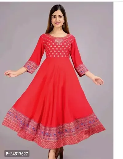 Elegant Pink Rayon Self Design Anarkali Kurta For Women-thumb0