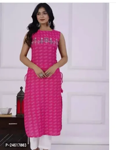 Elegant Pink Rayon Self Design Kurta For Women-thumb0