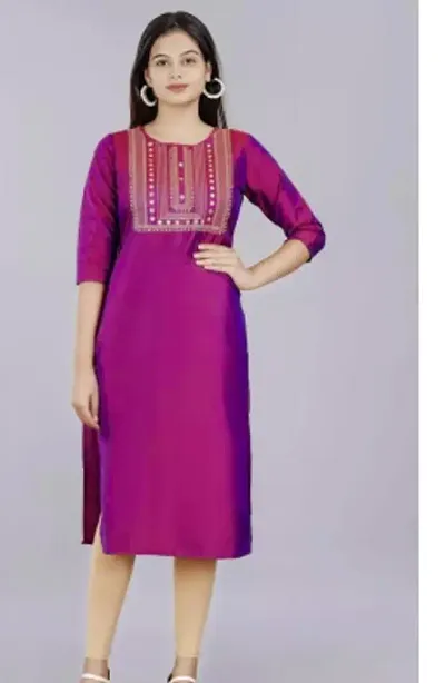 Fancy Rayon Embroidered A-Line Kurti