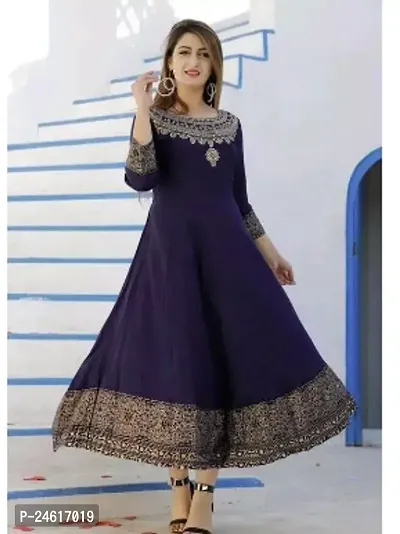 Elegant Purple Rayon Self Design Anarkali Kurta For Women-thumb0