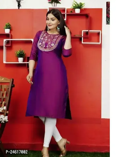 Elegant Magenta Rayon Self Design Kurta For Women-thumb0