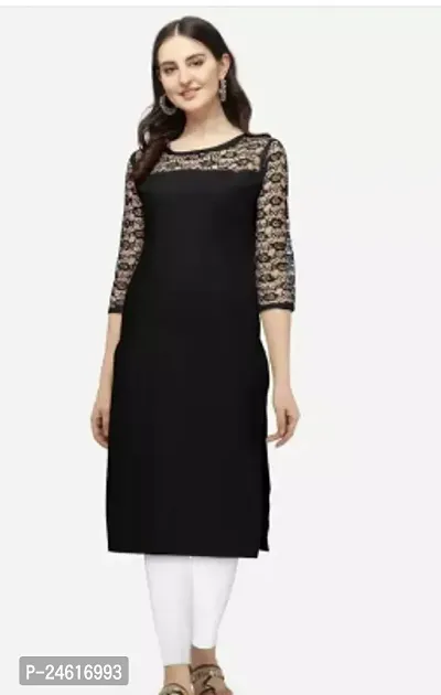 Elegant Black Rayon Self Design Kurta For Women