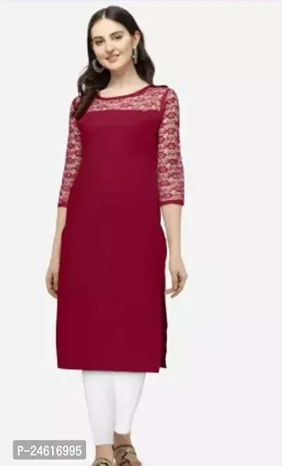 Elegant Maroon Rayon Self Design Kurta For Women