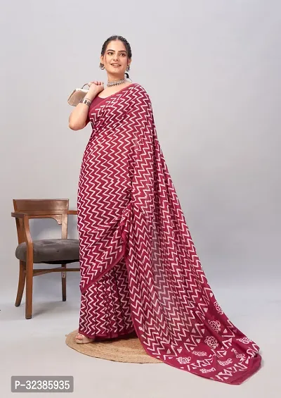 Stylish Chanderi Cotton Saree with Blouse For Women-thumb0