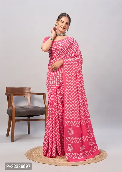 Traditional Chanderi Cotton Saree with Blouse Piece For Women