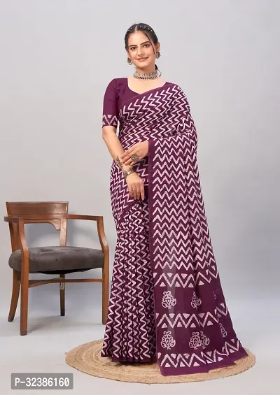 Stylish Chanderi Cotton Saree with Blouse For Women