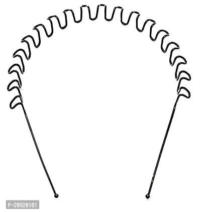 Men's and Women's Metal Zig Zag Hair Hoop Band Clip (Black)
