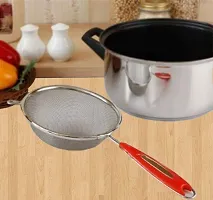 MK Star Multipurpose Strainer/ Stainless Steel Vegetable/Fruits Juice  Soup Strainer/Sieve, Kitchen Tool (Silver) with Red Handle Best for Kitchen, Tea, Rice  Juice Use(Fruit Juice  Soup Strainer)-thumb1