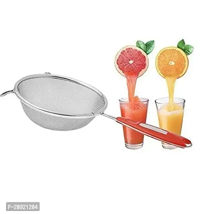 MK Star Multipurpose Strainer/ Stainless Steel Vegetable/Fruits Juice  Soup Strainer/Sieve, Kitchen Tool (Silver) with Red Handle Best for Kitchen, Tea, Rice  Juice Use(Fruit Juice  Soup Strainer)-thumb4