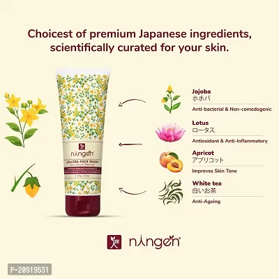 Ningen Jojoba Face Wash I Irritation Free, Paraben Free I Goodness of Lotus, Apricot, White Tea I Removes Dirt, Dead Cells, Unclogs Pores I 100g-thumb3