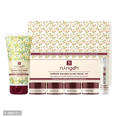 Ningen Yarrow Gold Facial Kit I Skin Lightening and Youthful Radiance I Dermatologically Tested, Paraben Free I 58gm + 150gm I Complementary Jojoba Face Wash