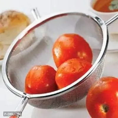 MK Star Multipurpose Strainer/ Stainless Steel Vegetable/Fruits Juice  Soup Strainer/Sieve, Kitchen Tool (Silver) with Red Handle Best for Kitchen, Tea, Rice  Juice Use(Fruit Juice  Soup Strainer)-thumb3