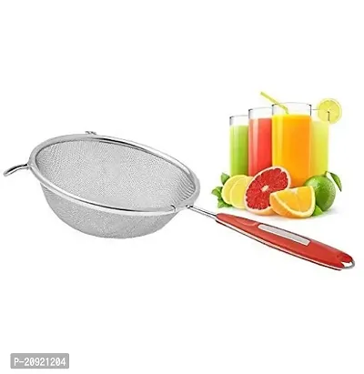 MK Star Multipurpose Strainer/ Stainless Steel Vegetable/Fruits Juice  Soup Strainer/Sieve, Kitchen Tool (Silver) with Red Handle Best for Kitchen, Tea, Rice  Juice Use(Fruit Juice  Soup Strainer)