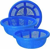 Paresh Storage Baskets, Multipurpose and Unbreakable Round Plastic Basket (Multi Colour) (Pack of 3)-thumb2