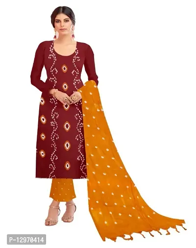 Beautiful Rayon Bandhani Unstitched Dress Material with Dupatta