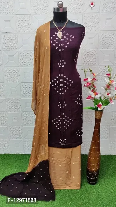 Beautiful Rayon Bandhani Unstitched Dress Material with Dupatta