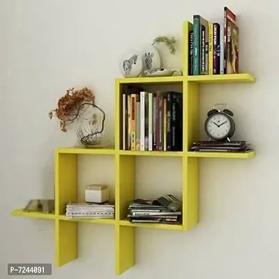 New Puls Wooden Wall Shelf (Number of Shelves - 6, Yellow)-thumb0