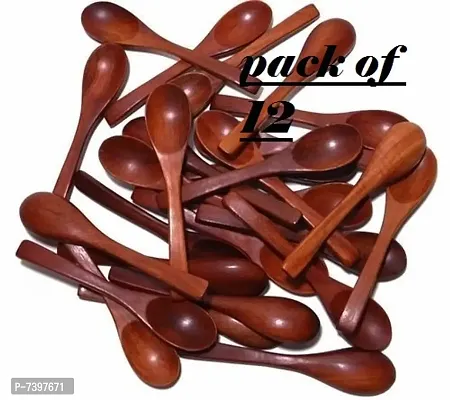 wooden small spoon pack of 12 this spoon is used by condimnets /salt / sugar / tea /coffiee /soup spoon-thumb0