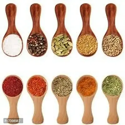 wooden small spoon pack of 10 this spoon is used by condiments /salt /sugar /salt /soup /spices and dessart eathing food spoon set of 10-thumb0