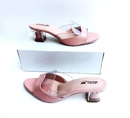 Gorgeous Women   Girls block heel sendal for lightweight comfort heel sendal pink transparent heel sendal