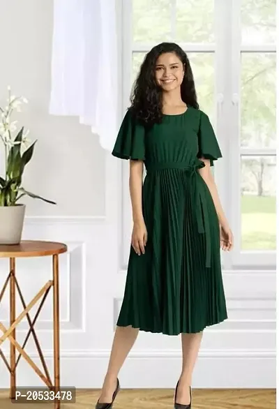 Stylish Fancy Designer Cotton Blend Solid A-Line Dress For Women-thumb0