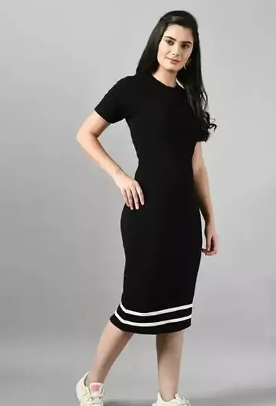 Stylish Fancy Designer Blend Solid A-Line Dress For Women