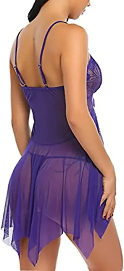 Lace Babydolls Lingerie for Honeymoon, Babydolls Night Dresses for Women, Nighty for Sexy Women Aaliya - Dark_Purple