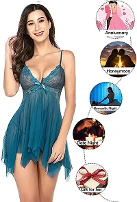 Lace Babydolls Lingerie for Honeymoon, Babydolls Night Dresses for Women, Nighty for Sexy Women Color-Peacock Blue-thumb2
