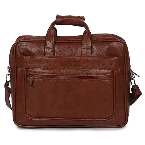 Laptop Bag for Men Genuine Leather Messenger Bag for Office - Fits up to 16 Inch Laptop -Brown