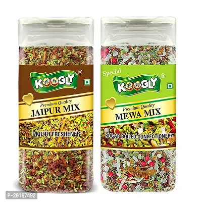 KOOGLY JAIPURI MIX + GULAB MIX - HEALTHY DIGESTIVE | Sweet Saunf Mouth Freshener, After Meal and Drink Mukhwas Mouth Freshener - Easy to Store