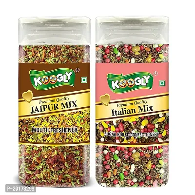 KOOGLY JAIPURI MIX + ITALIAN MIX - HEALTHY DIGESTIVE | Sweet Saunf Mouth Freshener, After Meal and Drink Mukhwas Mouth Freshener - Easy to Store