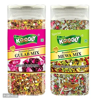 KOOGLY MEWA MIX + GULAB MIX - HEALTHY DIGESTIVE | Sweet Saunf Mouth Freshener, After Meal and Drink Mukhwas Mouth Freshener - Easy to Store-thumb0