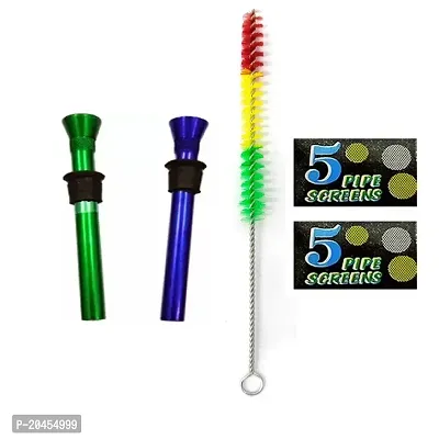 PUFF SMART Multicolour Aluminium/Steel Shooter with Screen Filters and Bong Cleaner Brush for Bong/Waterpipe (8cm)