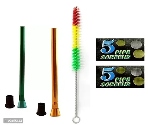PUFF SMART Multicolour Aluminium/Steel Shooter with Screen Filters and Bong Cleaner Brush for Bong/Waterpipe (10 cm)