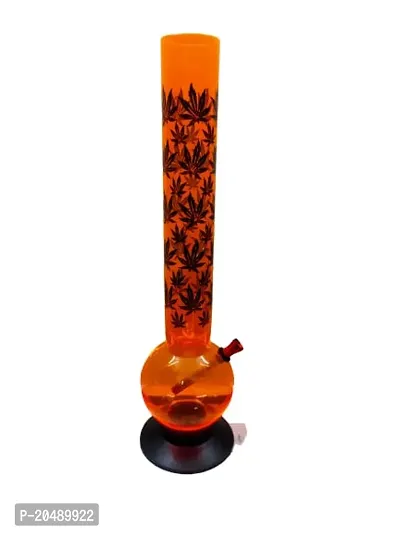 PUFF SMART Printed Leaf Acrylic Bong 16 Inch (Waterpipe) Color - Orange