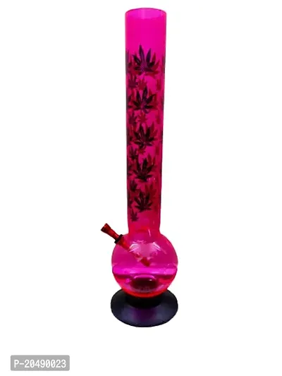 PUFF SMART Printed Leaf Acrylic Bong 16 Inch (Waterpipe) Color - Pink