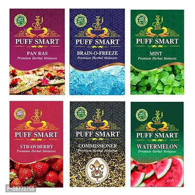 PUFF SMART Premium Herbal Flavor Pan Ras, Brain-o-Freezer, Mint, Watermelon, Comm, and Strawberry Combo (100% Nicotine and Tobacco Free)