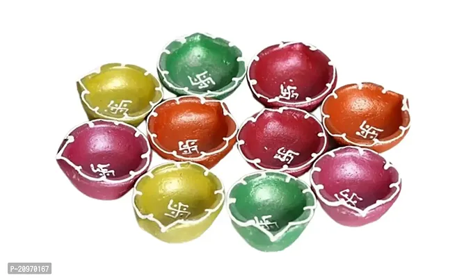 PUFF SMART Diwali Diyas|Traditional Handmade Terracotta Clay Diya| Mini Matki Diya Decorate for Diwali|Diya for Puja|Diwali Home Decoration Diya (Set of 10 Multicolour)-thumb0