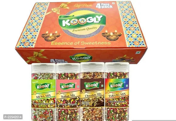 KOGGLY Super Saver Gift Pack of 4 Yummy Mouth Freshener Tarang Mix + Italian Mix + Mewa Mix + Chocolate Mix Diwali Gift-thumb0
