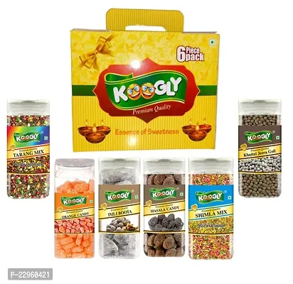 KOGGLY Super Saver Gift Pack of 6 Yummy Mouth Freshener  Khatti Jeera Goli + Shimla Mix + Masala Candy + Imli Boota + tarang mix + orange candy   Diwali Gift-thumb0