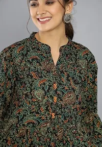 Stylish Floral Printed V Neck Western Wear Top and Tunic with Show Button for Women and Girls-thumb2