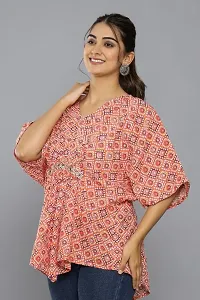Stylish Floral Printed V Neck Western Wear Top and Tunic with Show Button for Women and Girls-thumb4