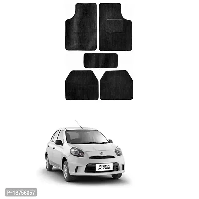 AYW Standard Fabric Car Floor Mat for Micra Active Black Color