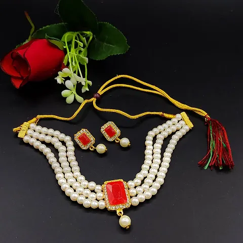 Festive Wear Brass Choker Necklace Set